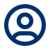 Ein einfaches blaues Symbol eines Benutzerprofils mit dem Umriss eines Kopfes und Schultern auf einem weißen Hintergrund.