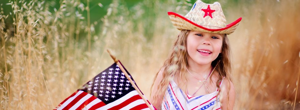 Mädchen mit USA Flagge
