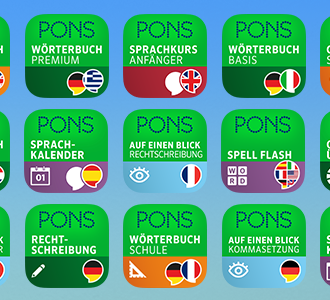 Different Items for PONS apps on blue background