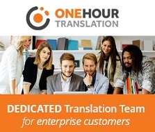 One hour translation hader with logo with people