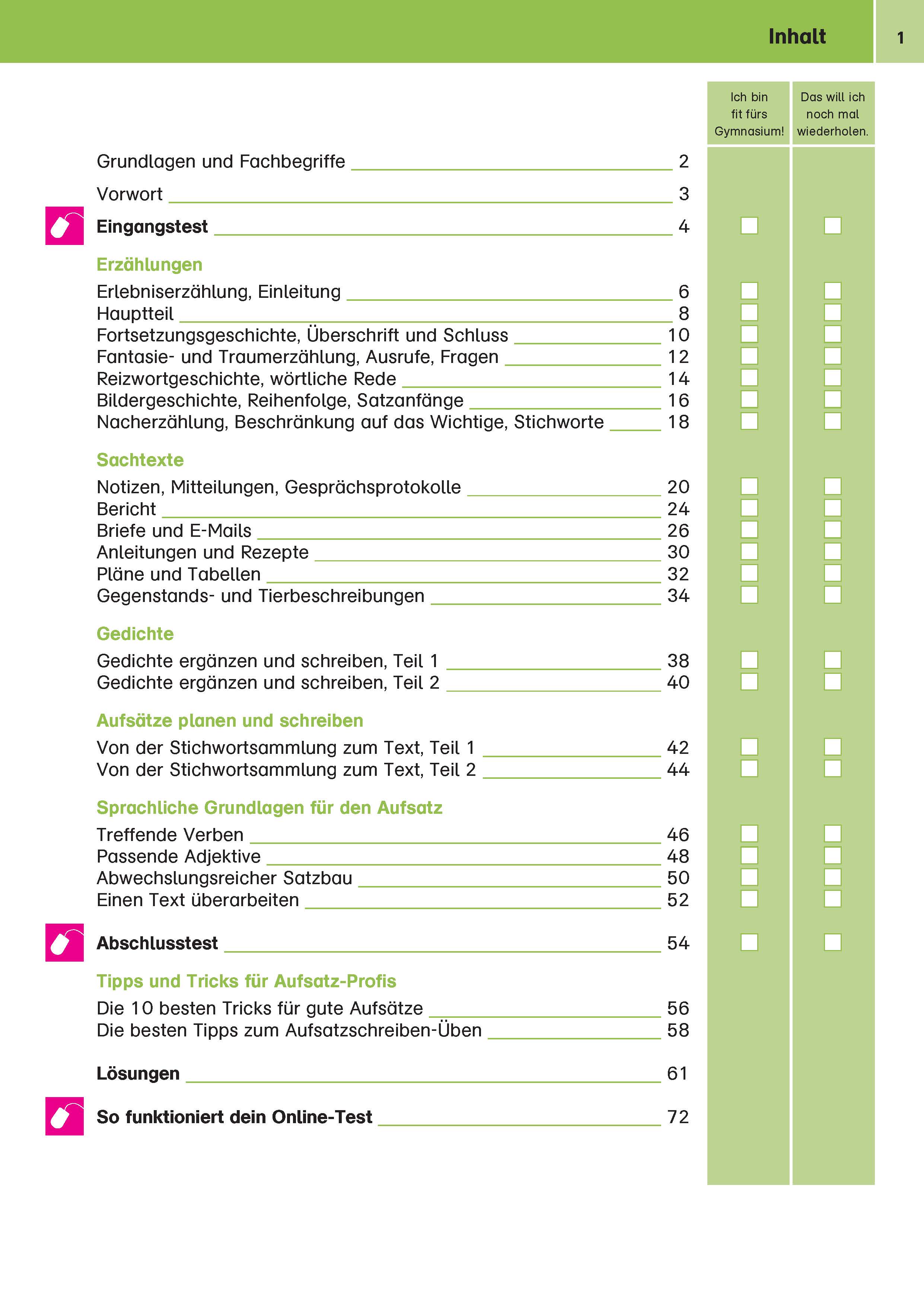 Klett Sicher ins Gymnasium Aufsatz 4. Klasse