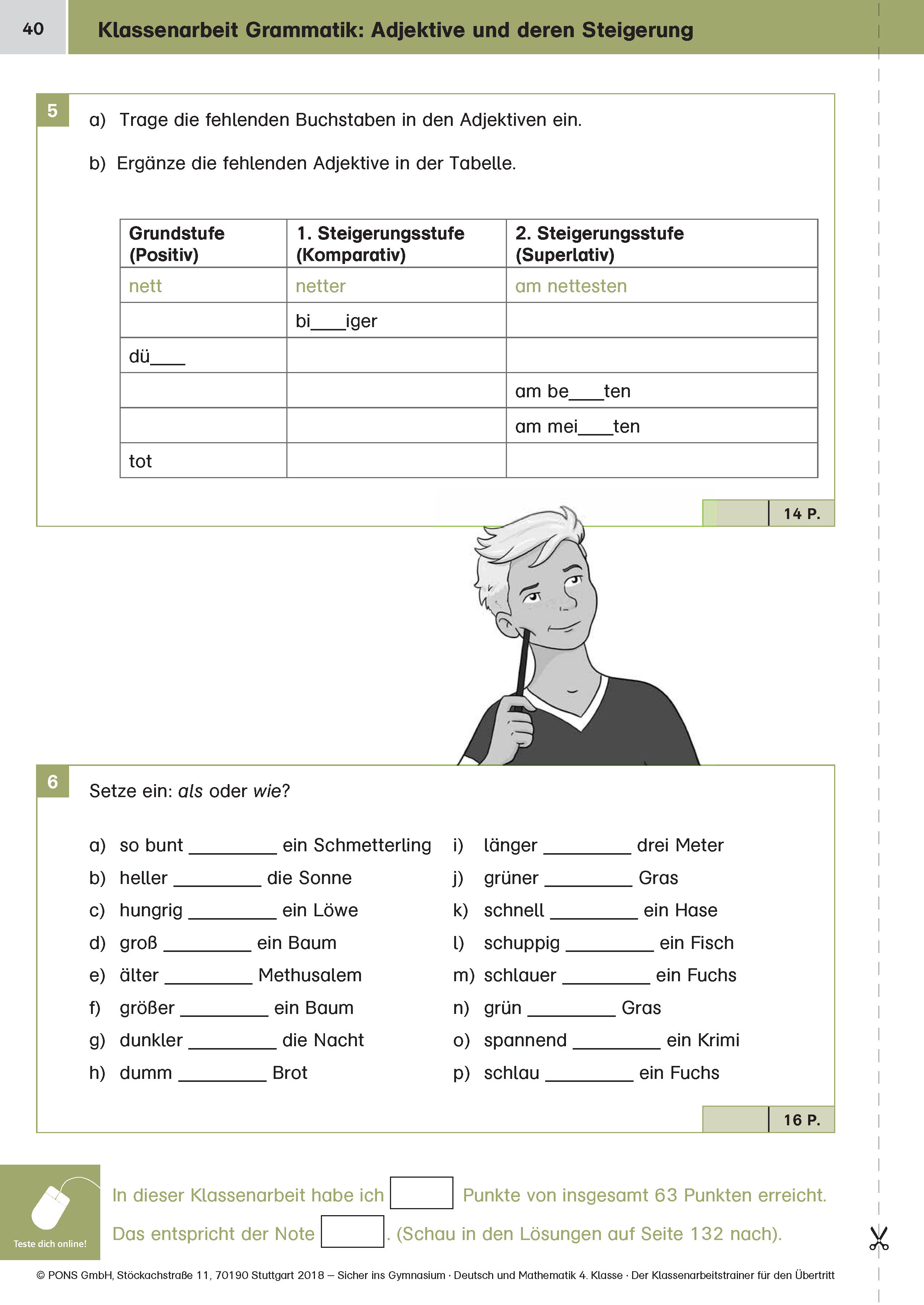 Klett Sicher ins Gymnasium Klassenarbeitstrainer Deutsch und Mathematik 4. Klasse