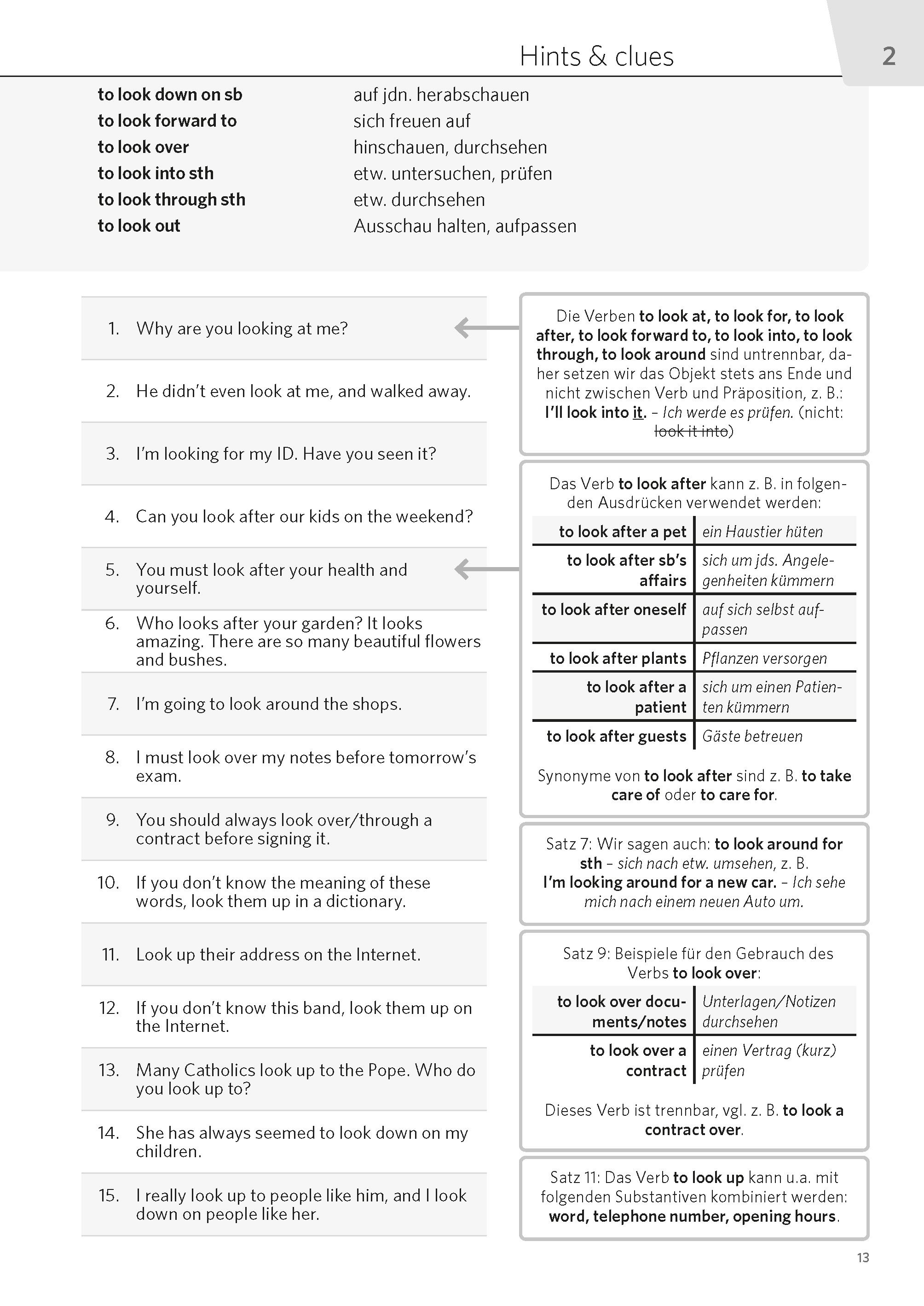 PONS Satz für Satz Phrasal Verbs Englisch