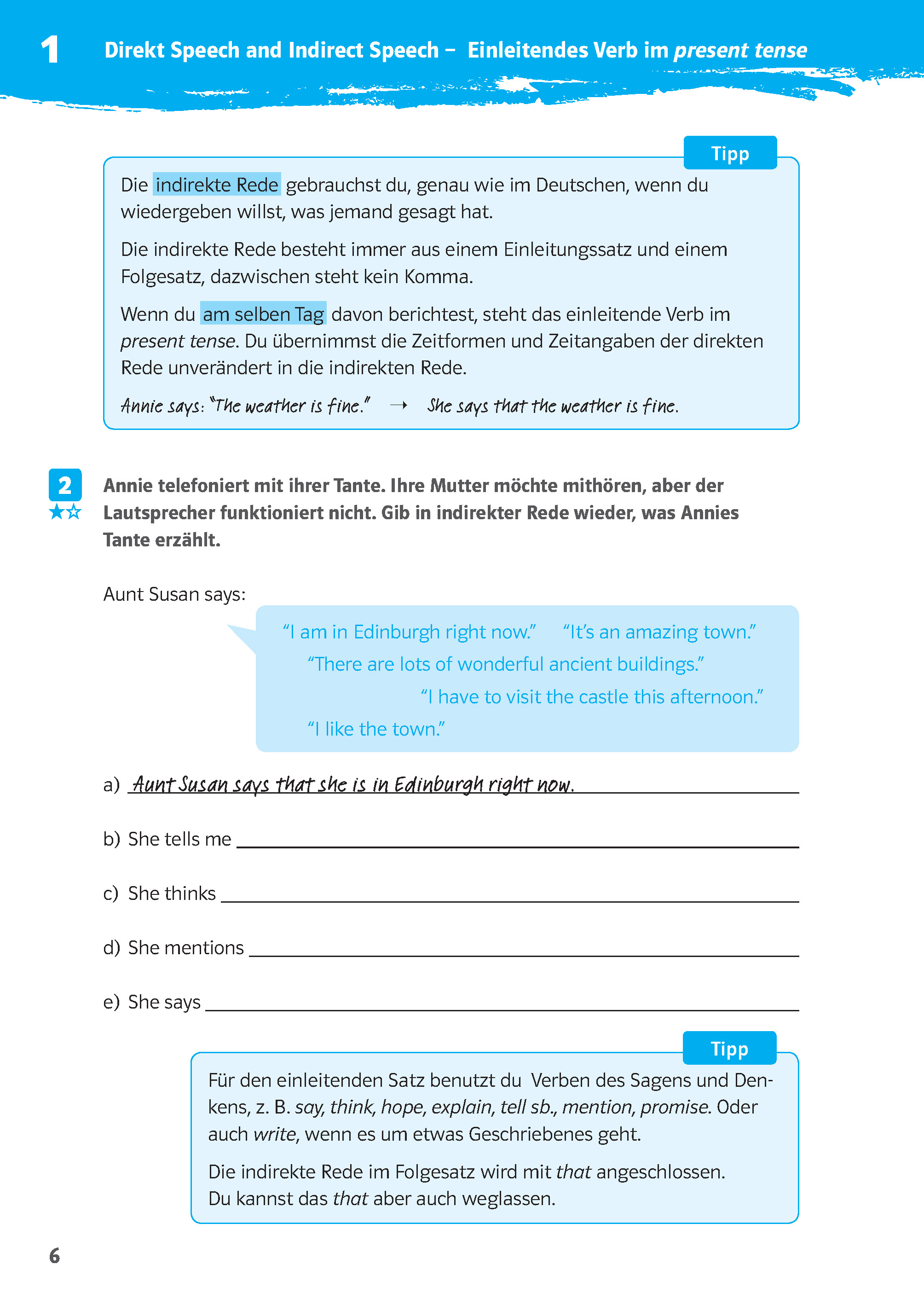 Klett 10-Minuten-Training Englisch Direct Speech - Indirect Speech 7./8. Klasse