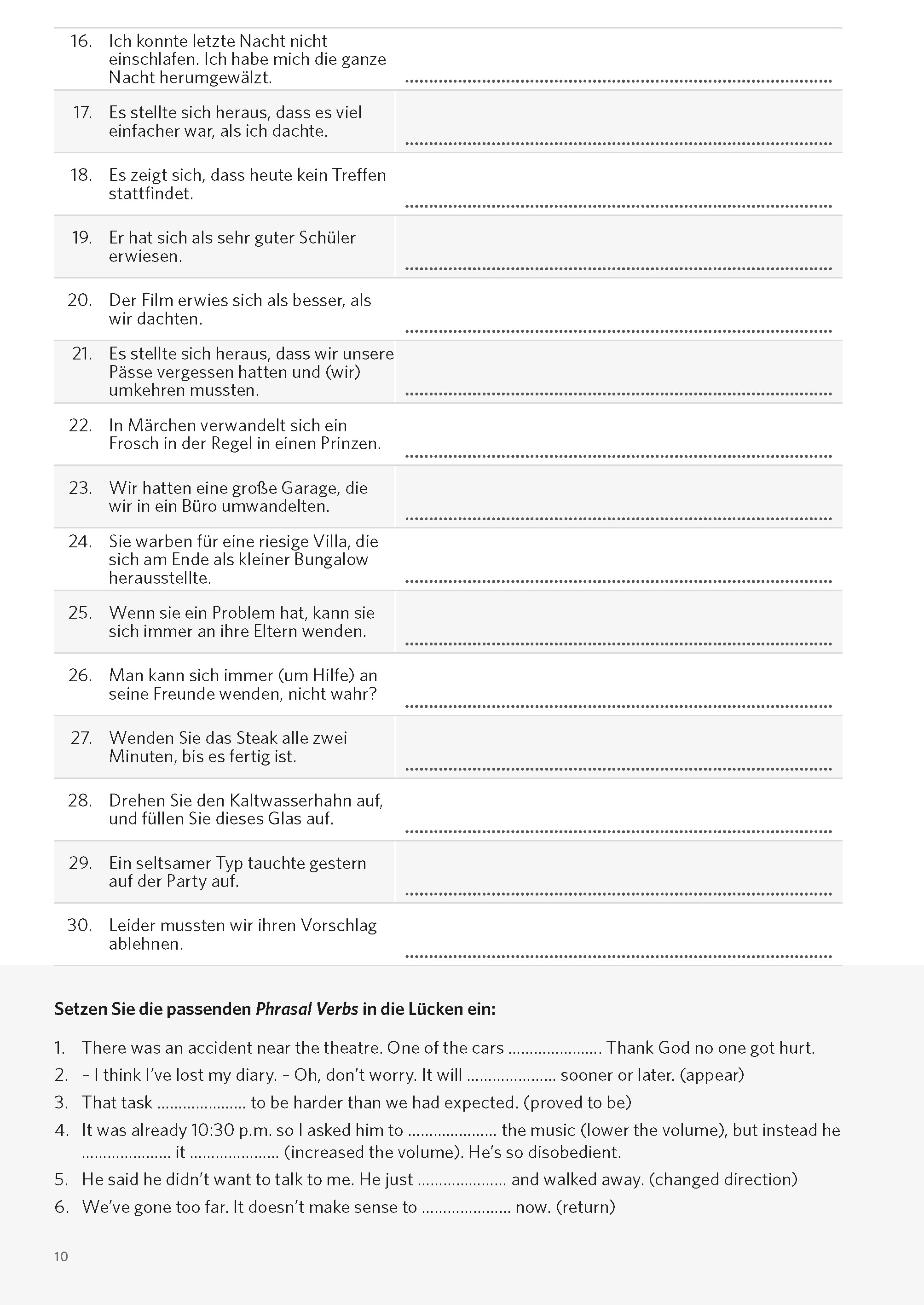 PONS Satz für Satz Phrasal Verbs Englisch