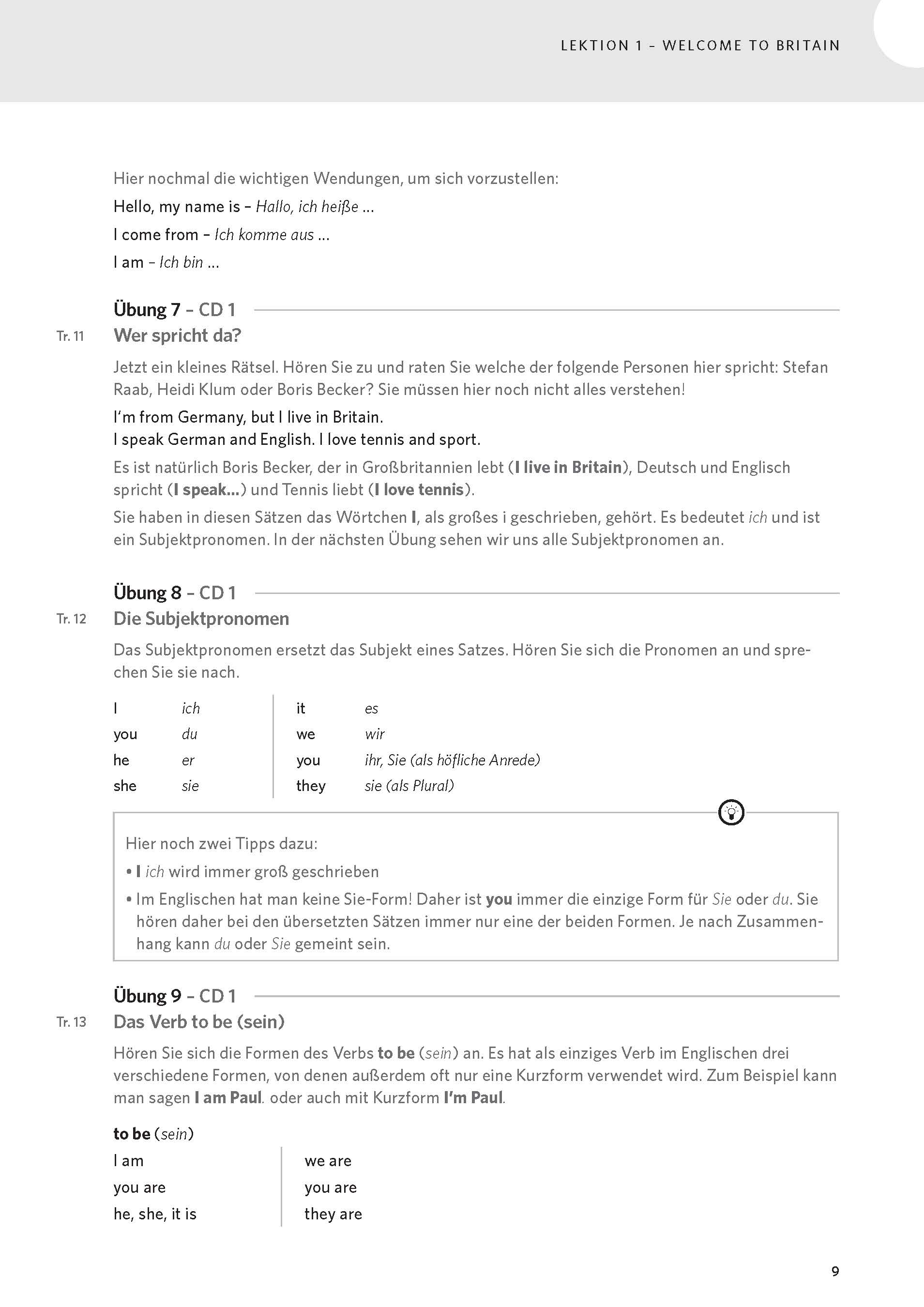 Eine deutsch-englische Lehrbuchseite mit Übungen zur Identifizierung der gesprochenen Sprachen und der Länder, in denen man lebt, mit Hilfe von Hörverstehen und Vokabelabgleichsaktivitäten.
