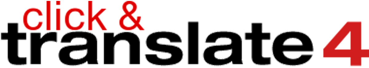 Das Bild zeigt die Worte click & translate 4 mit click & in rot, translate in schwarz und der Zahl 4 in großer roter Schrift.