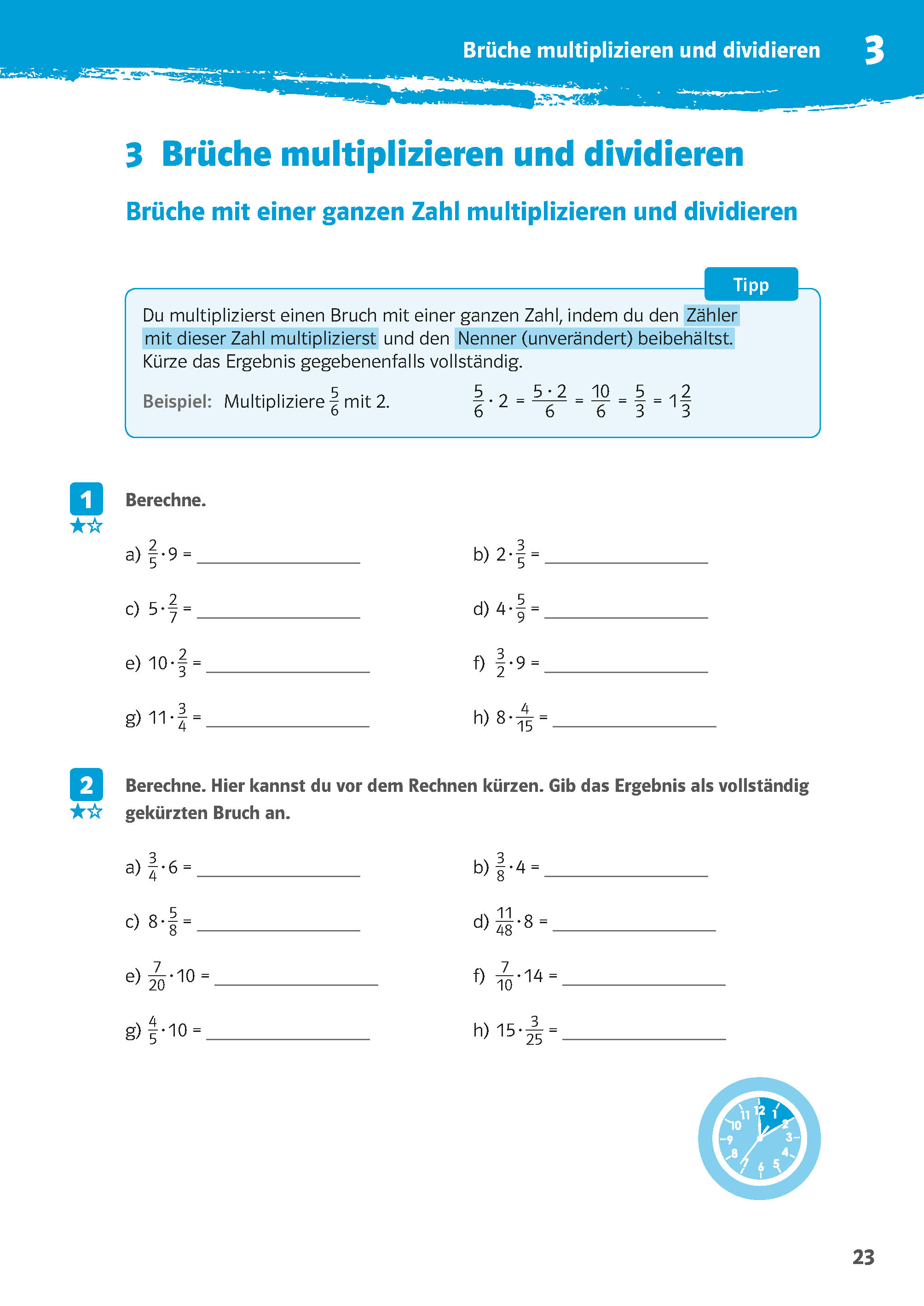 Klett 10-Minuten-Training Mathematik Rechnen mit Brüchen 5./6. Klasse