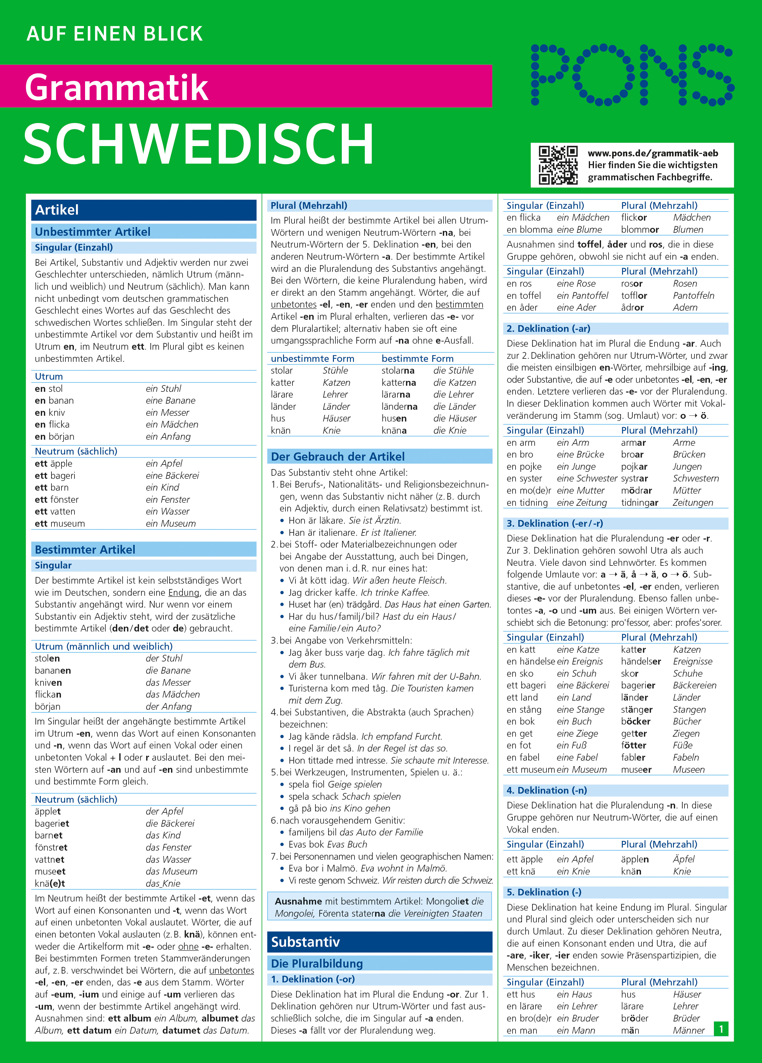 PONS Grammatik auf einen Blick Schwedisch