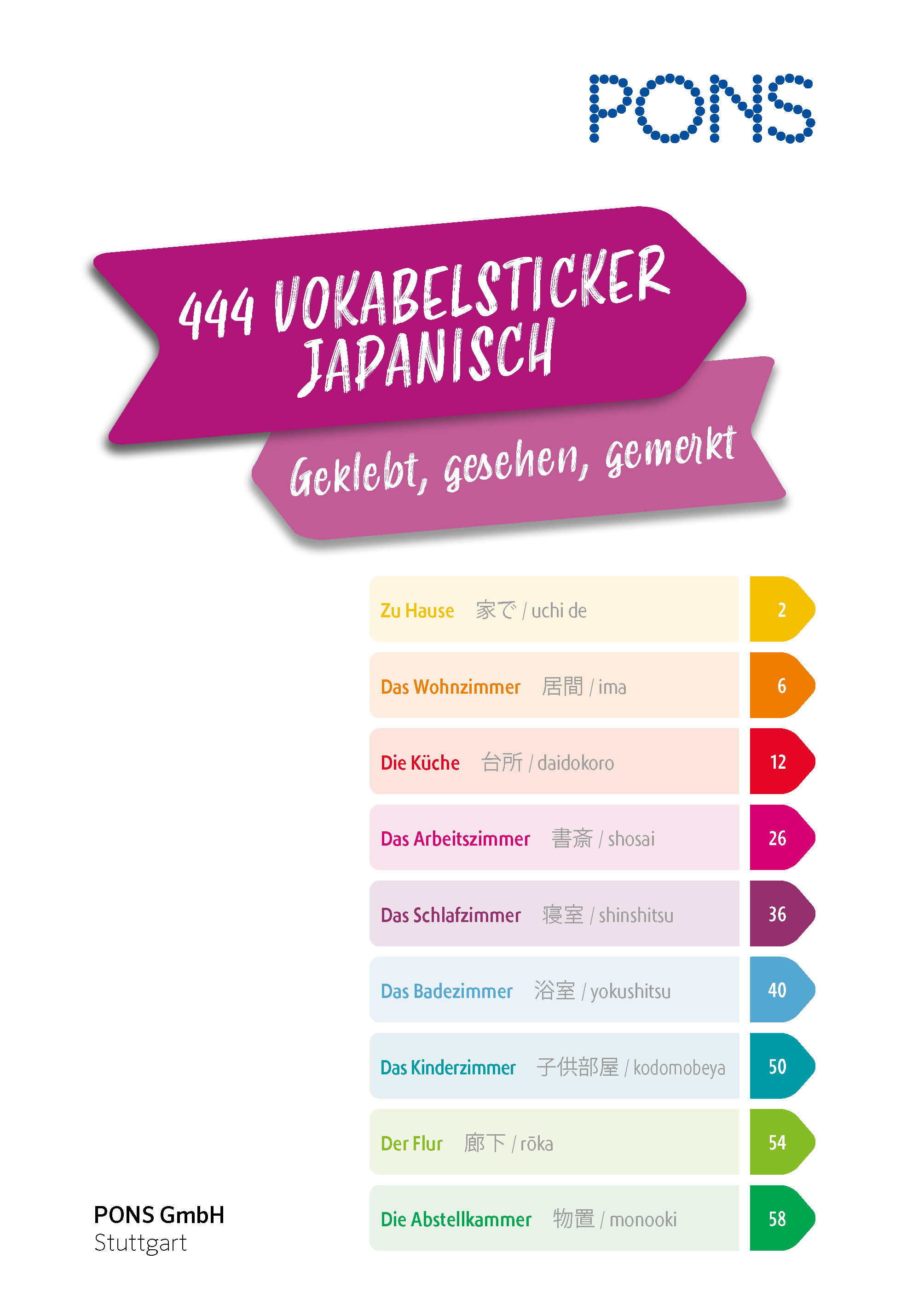 PONS 444 Vokabelsticker Japanisch