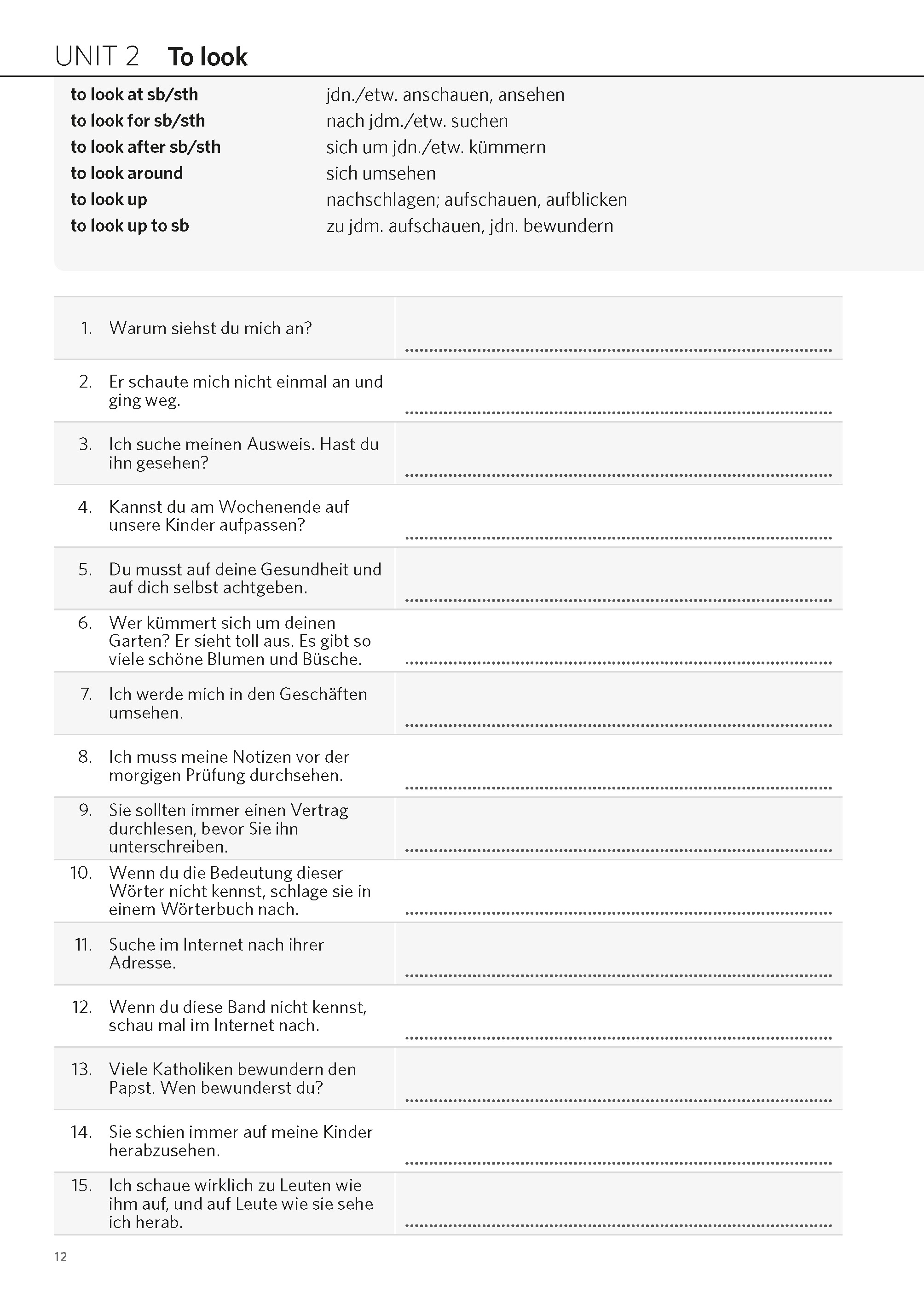 PONS Satz für Satz Phrasal Verbs Englisch