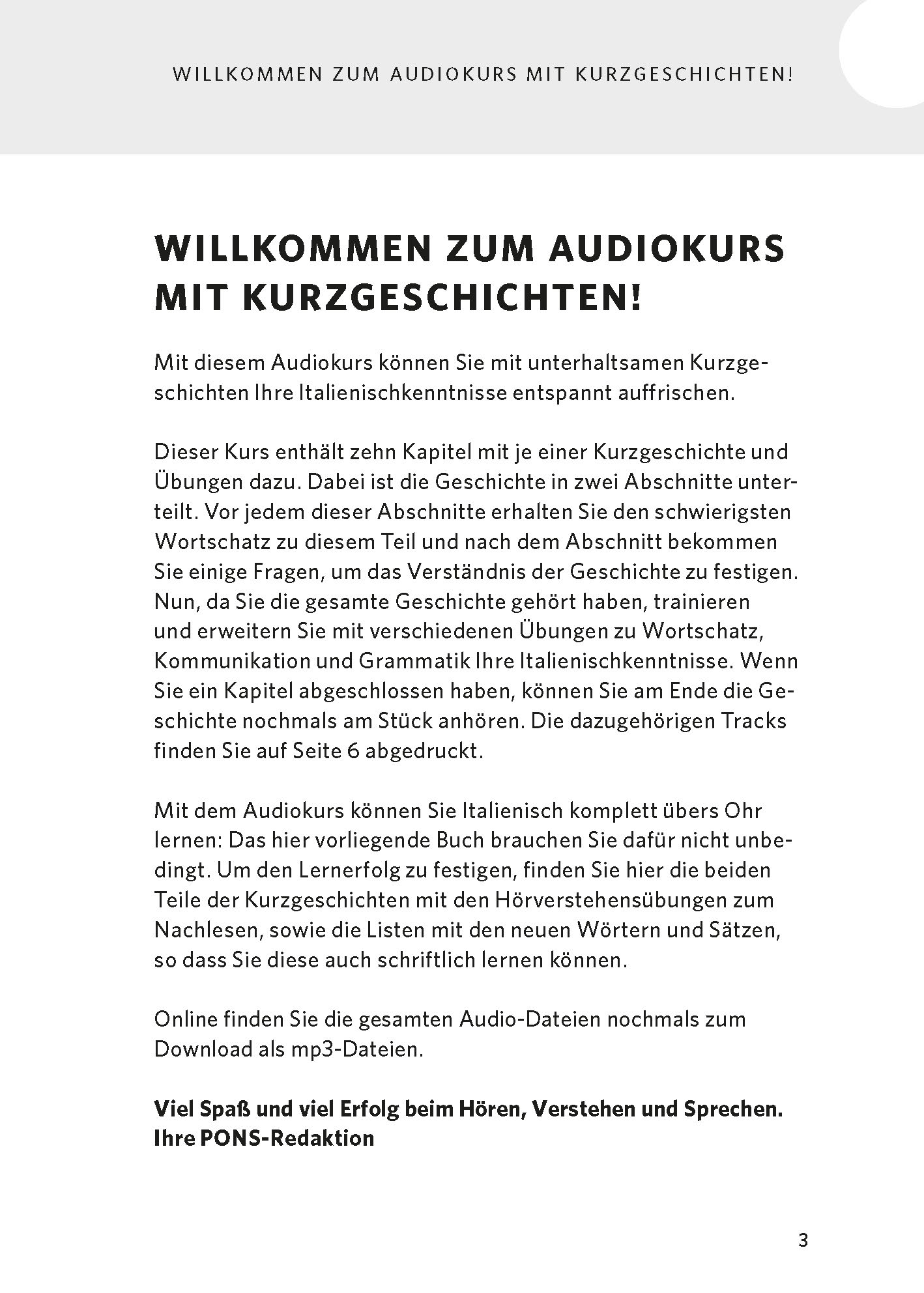 PONS Italienisch lernen mit Kurzgeschichten