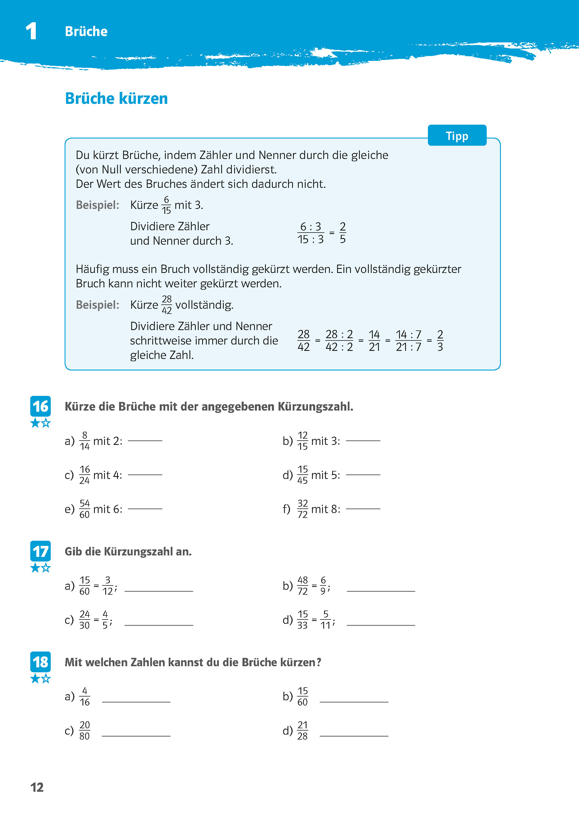 Klett 10-Minuten-Training Mathematik Rechnen mit Brüchen 5./6. Klasse