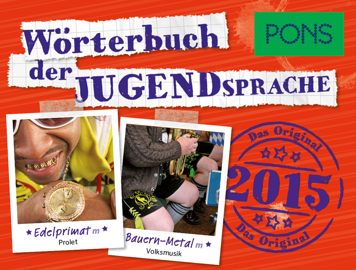 PONS Wörterbuch der Jugendsprache 2015 Eine Collage von Fotos eines Mannes mit einer goldenen Uhr.