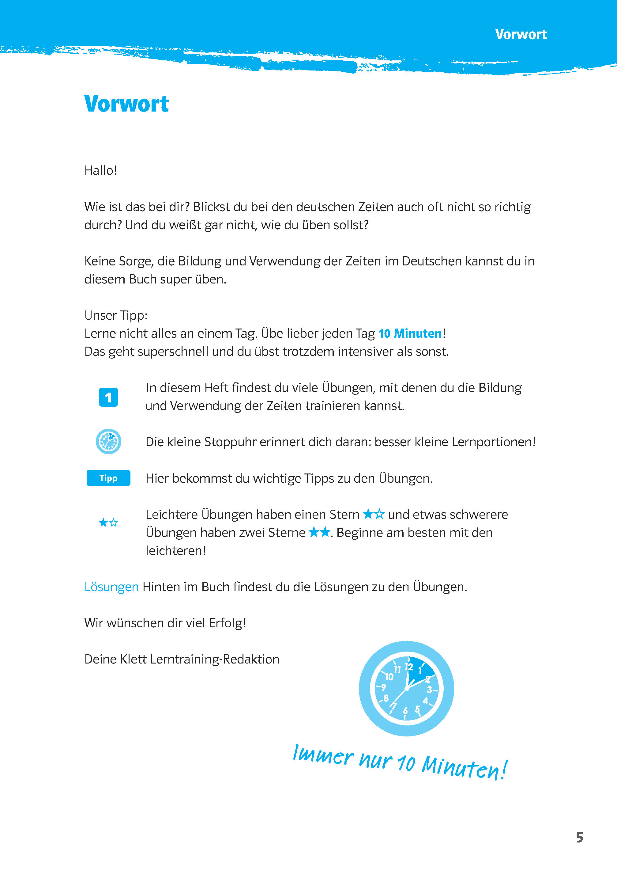 Klett 10-Minuten-Training Deutsch Grammatik Zeiten 5. - 7. Klasse