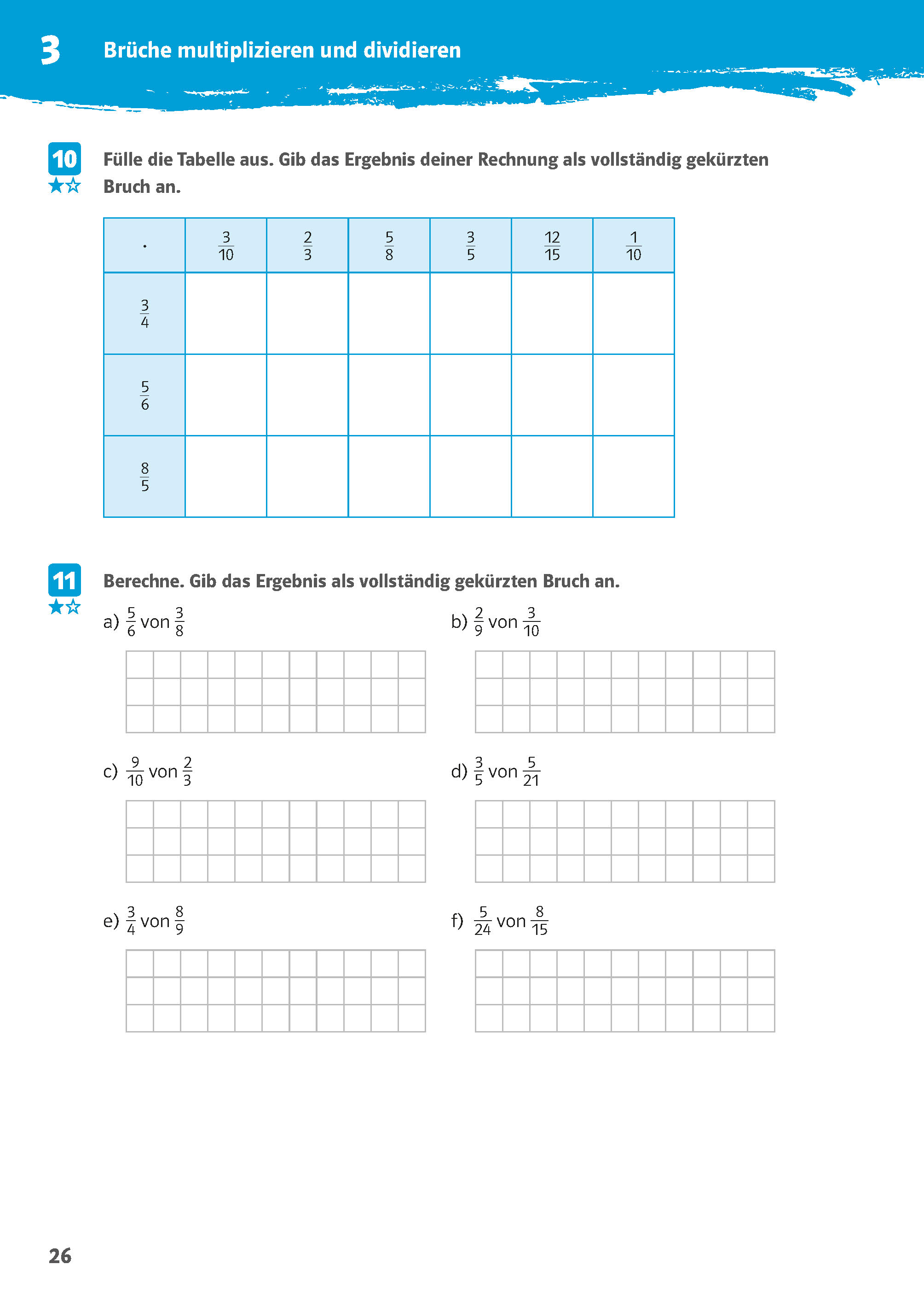 Klett 10-Minuten-Training Mathematik Rechnen mit Brüchen 5./6. Klasse