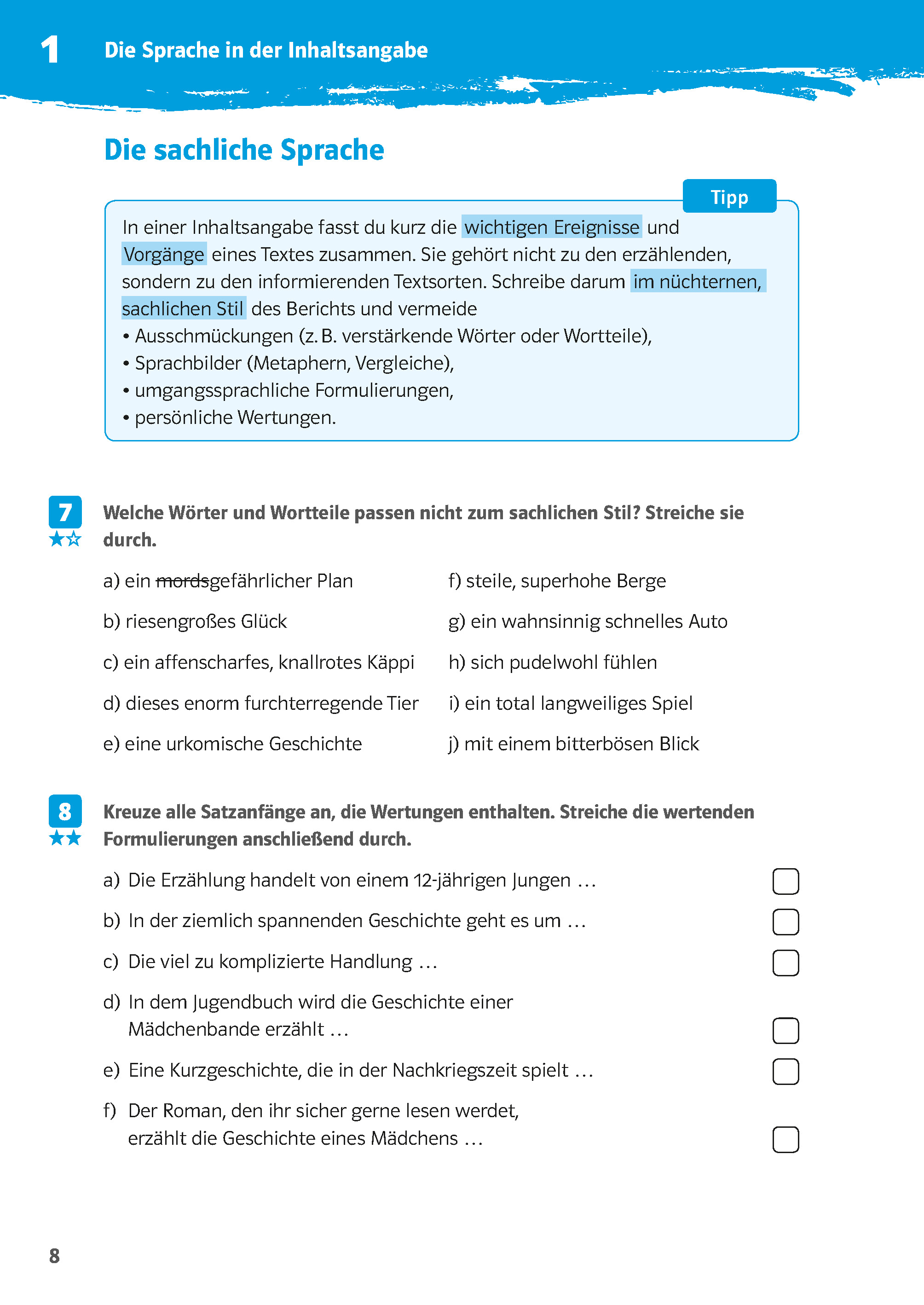 Klett 10-Minuten-Training Deutsch Aufsatz Inhaltsangabe 6. - 8. Klasse