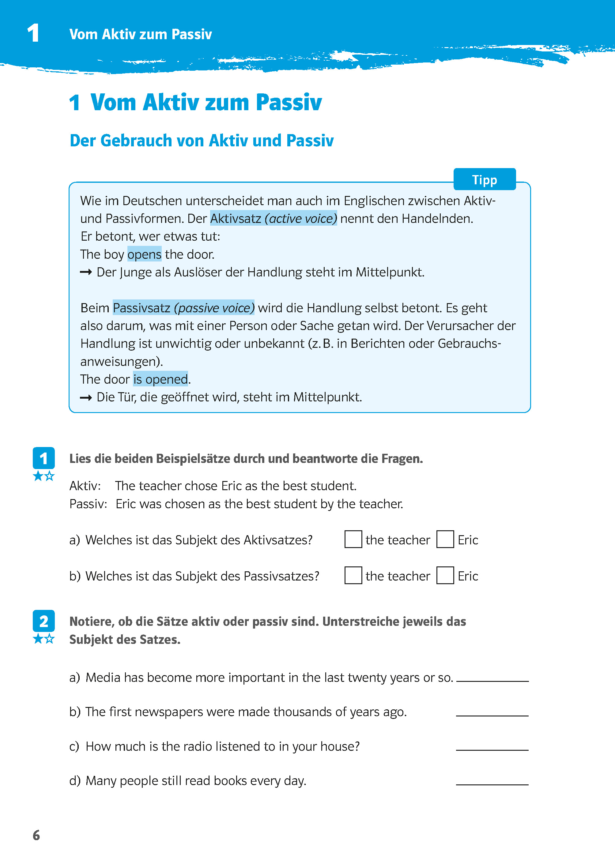 Klett 10-Minuten-Training Englisch Grammatik Aktiv und Passiv 7./8. Klasse