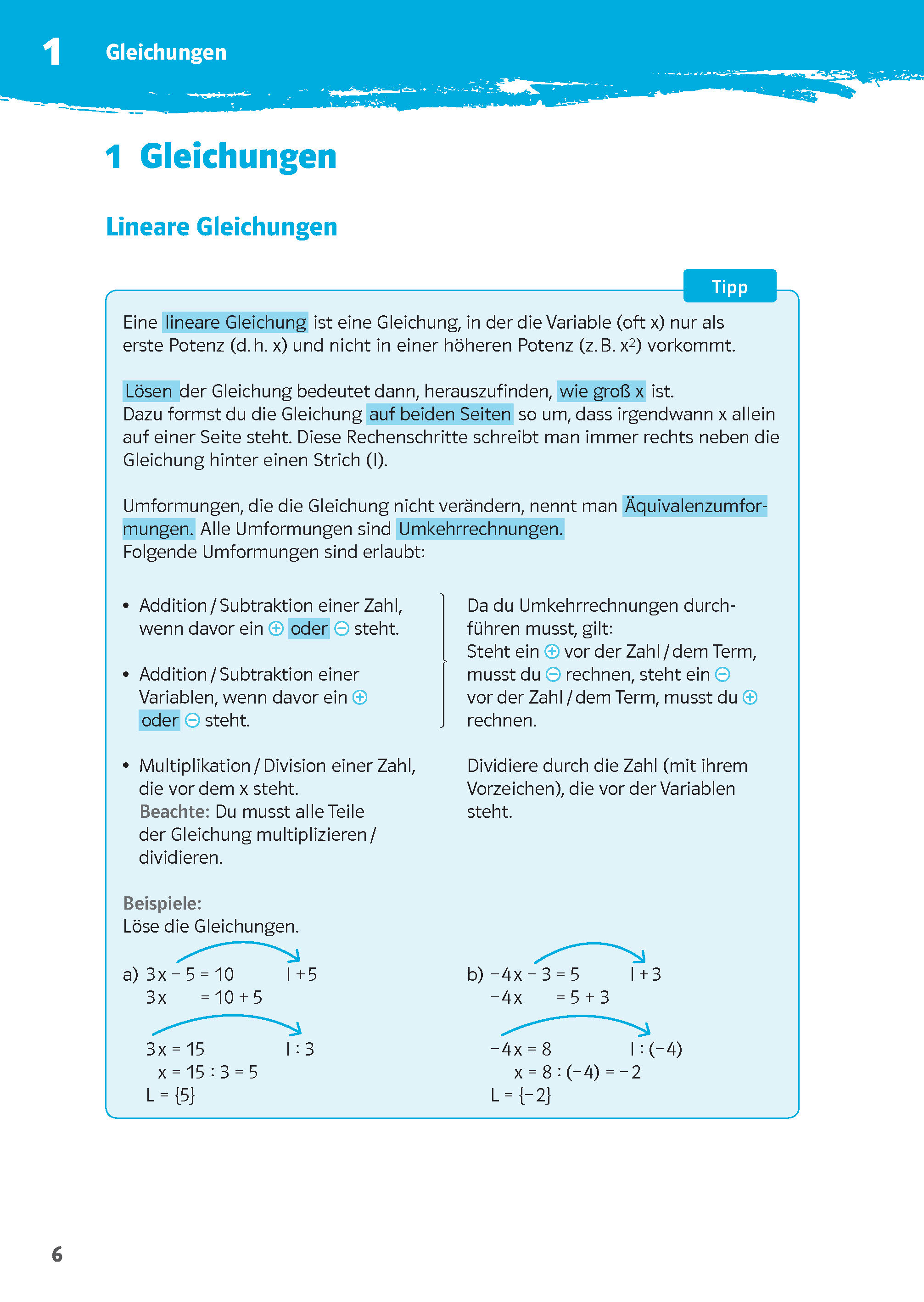 Klett 10-Minuten-Training Mathematik Lineare Gleichungssysteme  8.-10. Klasse