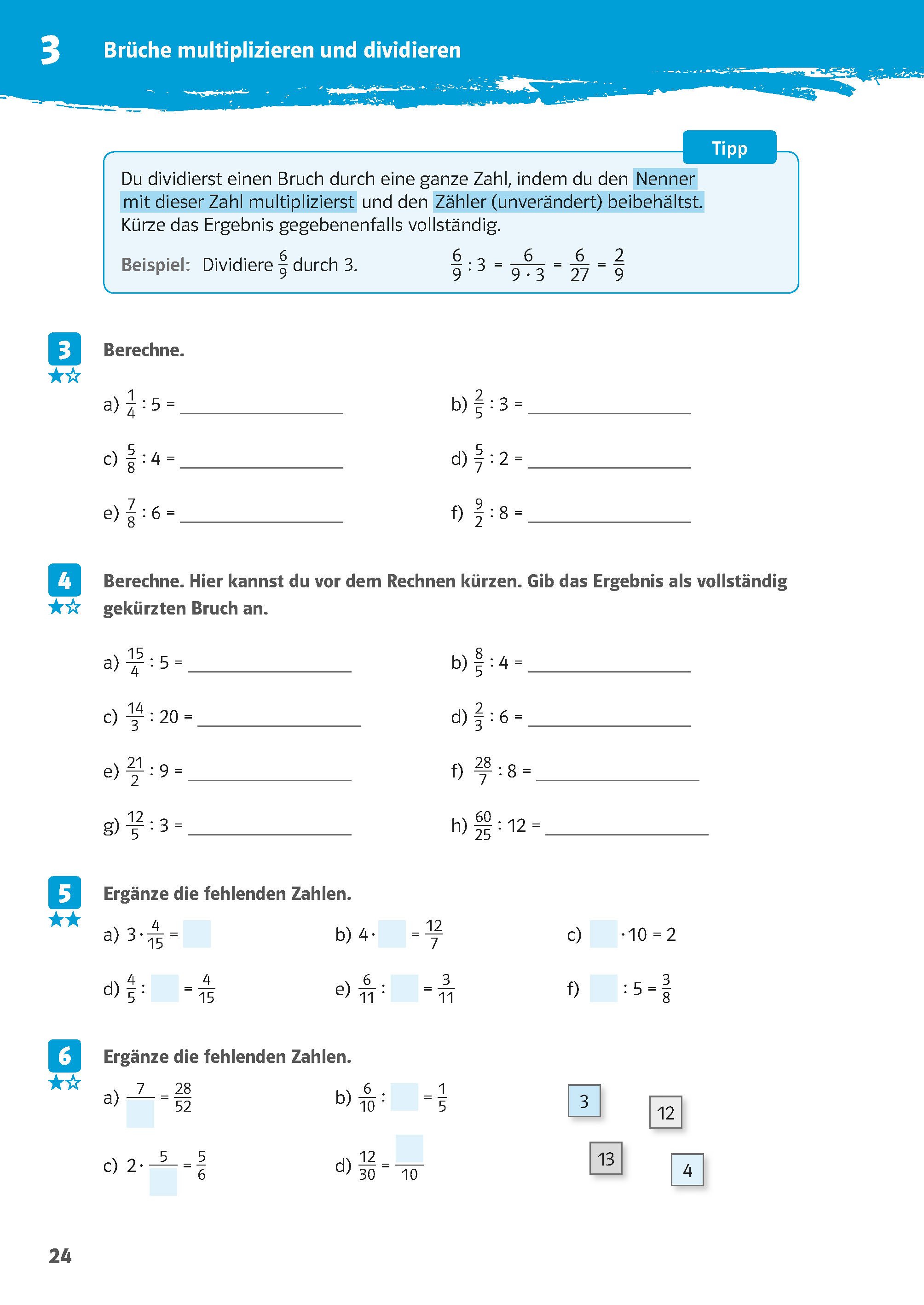 Klett 10-Minuten-Training Mathematik Rechnen mit Brüchen 5./6. Klasse