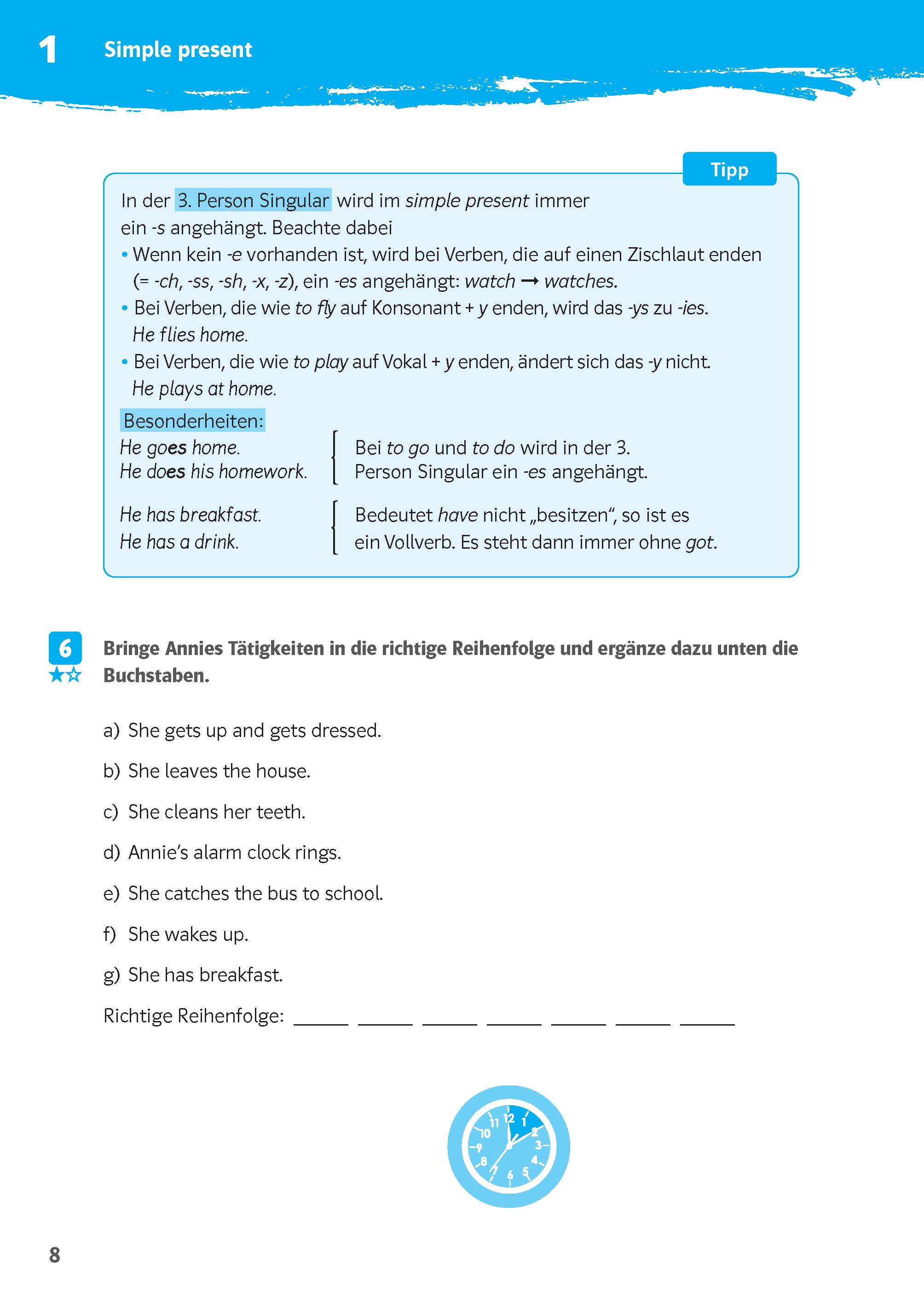Klett 10-Minuten-Training Englisch Simple Present und Present Progressive 5. Klasse
