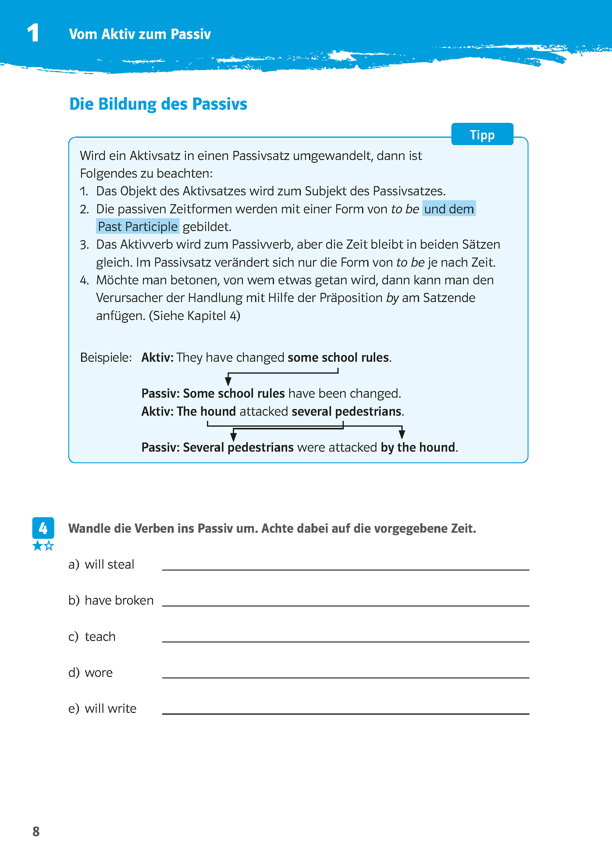 Klett 10-Minuten-Training Englisch Grammatik Aktiv und Passiv 7./8. Klasse