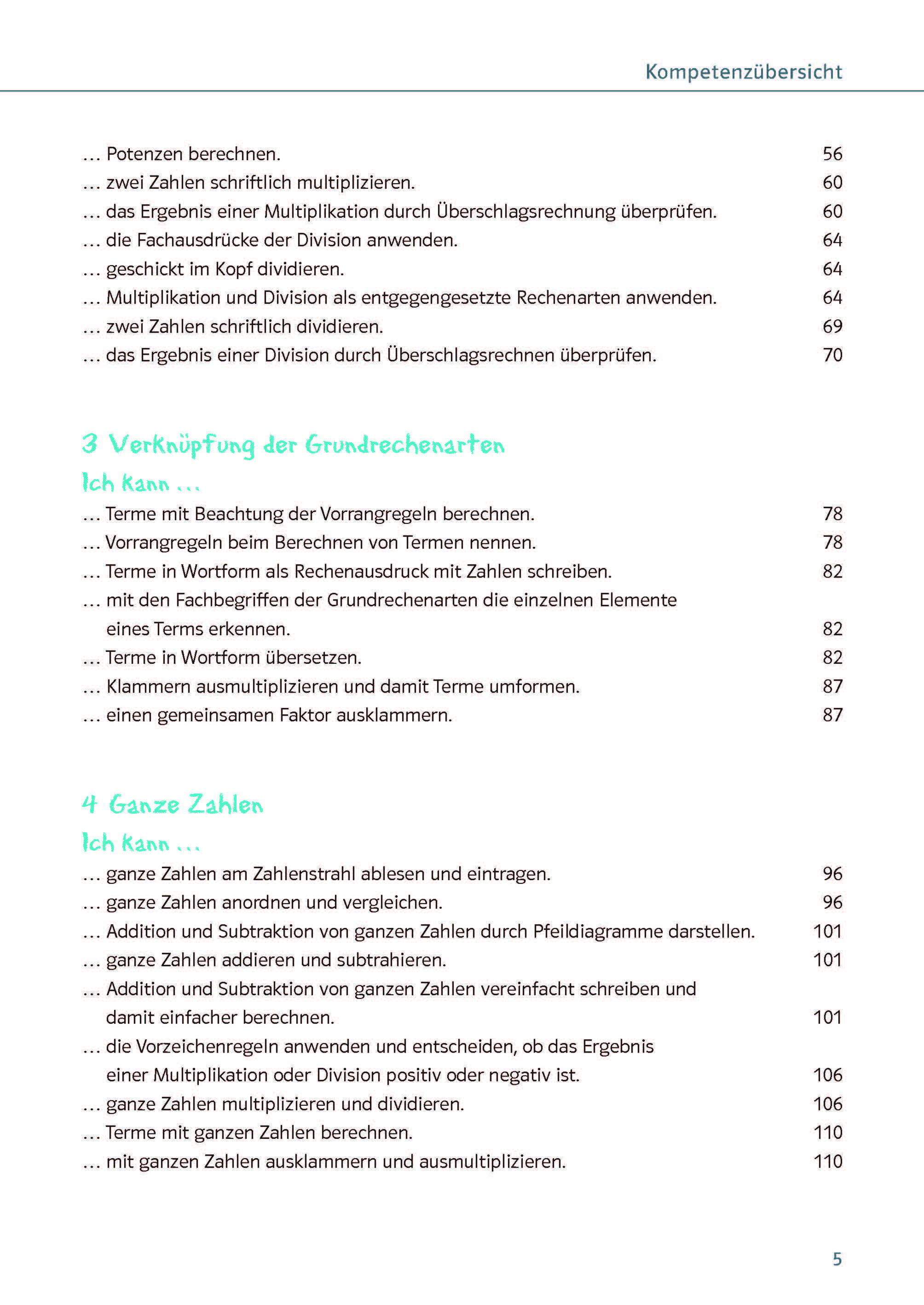 Klett Ich kann … Mathe Ganze Zahlen 5./6. Klasse