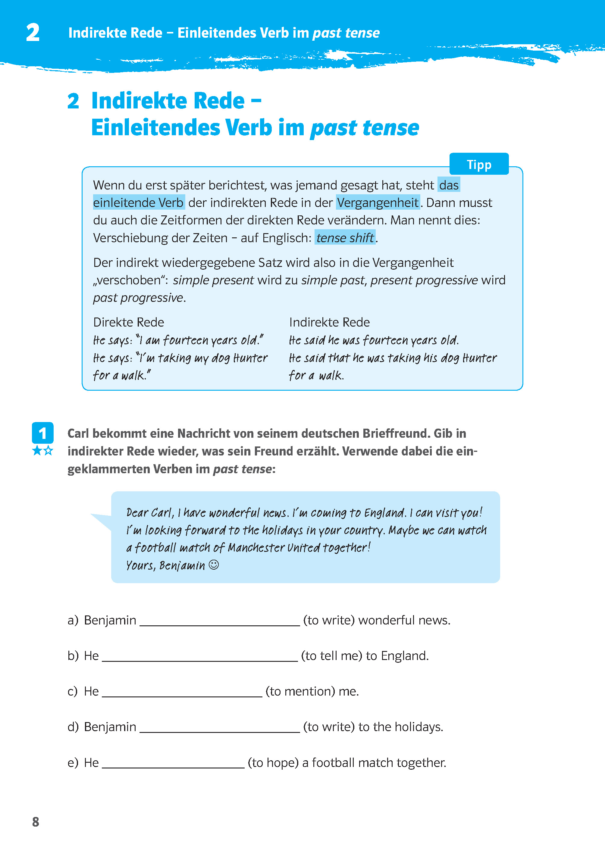 Klett 10-Minuten-Training Englisch Direct Speech - Indirect Speech 7./8. Klasse