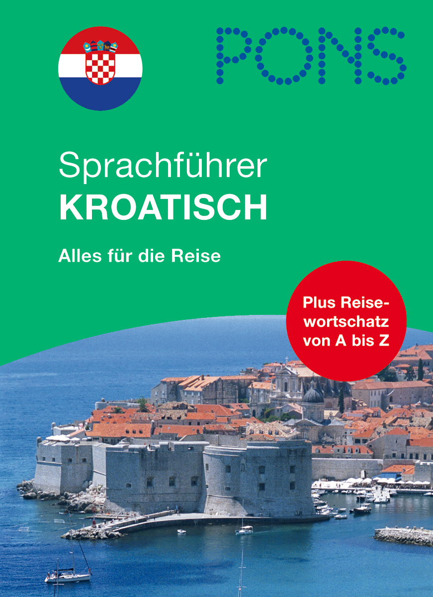Umschlag eines PONS-Reiseführers in kroatischer Sprache mit einer Abbildung der Altstadt von Dubrovnik und einem Text in deutscher Sprache.