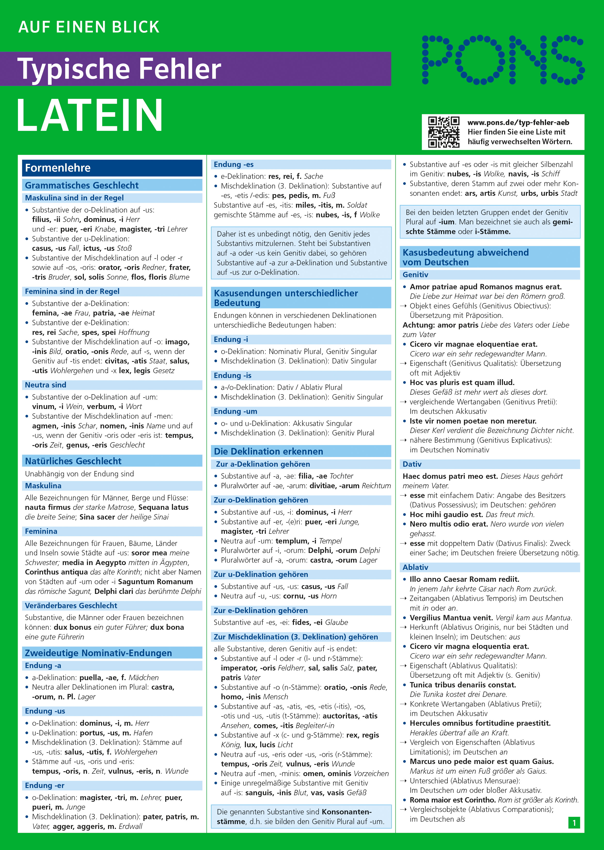 PONS Typische Fehler auf einen Blick Latein
